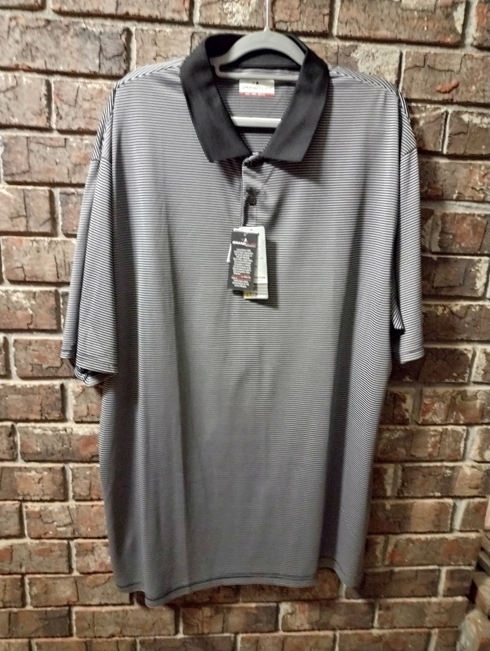 Grand Slam Performance Polo Golf Shirt Black Striped Men's 3XLT Big & Tall NWT